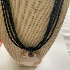 Shell Necklace -preowned - black cable link.